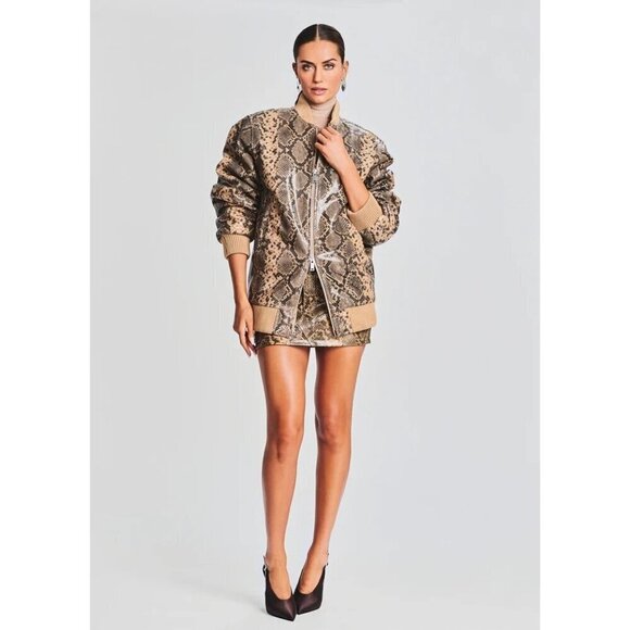 retrofete Halle Leather Jacket in Tannin Snake XSmall New Womens Coat - Picture 9 of 16